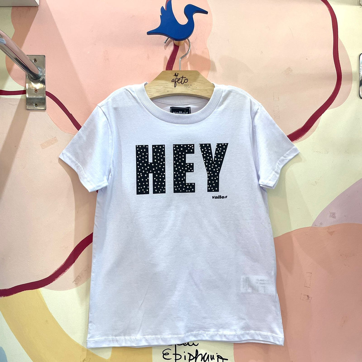 Blusa Manga Curta menina Tshirt Hey Stras Vallen