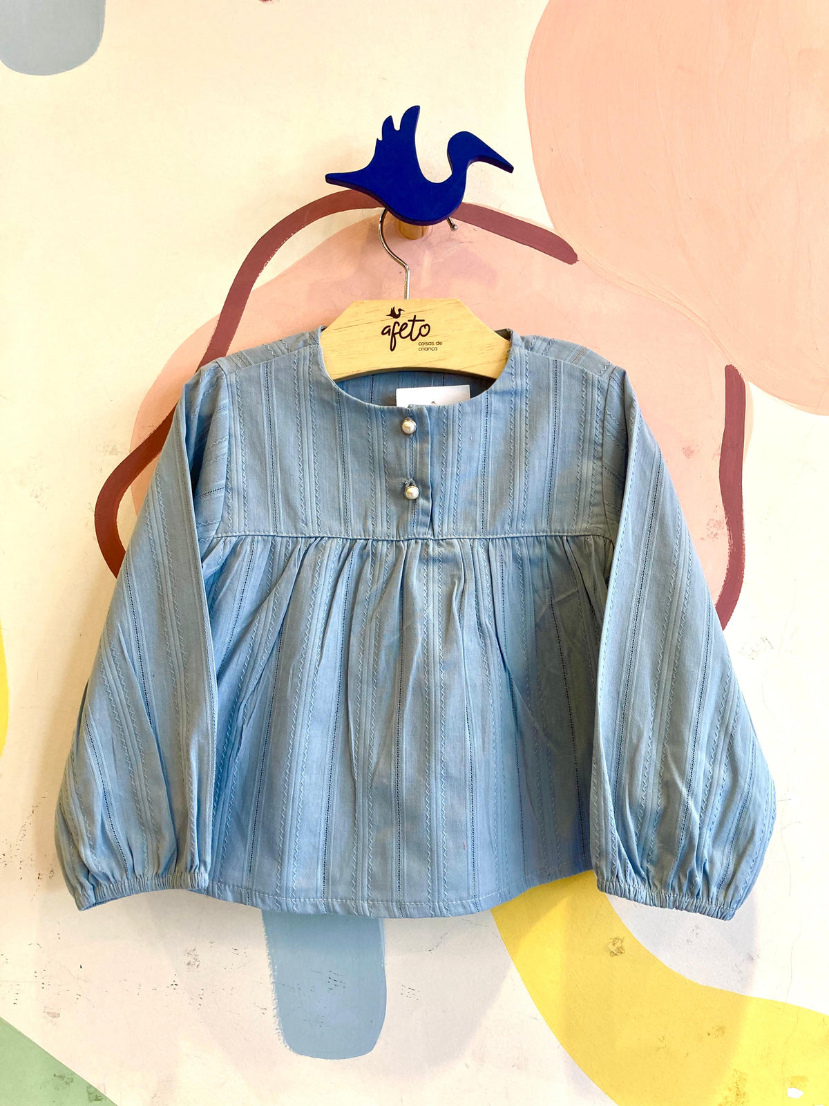 Blusa Manga Longa menina bata Perola Azul