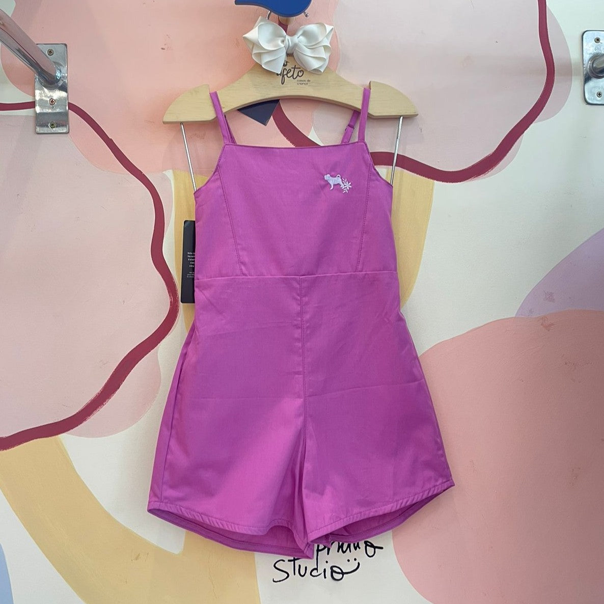 Macaquinho Regata Charpey Menina Tricoline Laco Costas