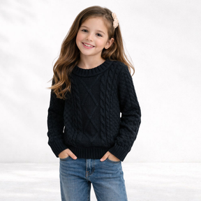 Blusa Sueter Inverno Tricot Infantil Preto