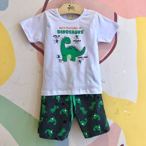 Conjunto Manga Curta Bermuda menino Dino