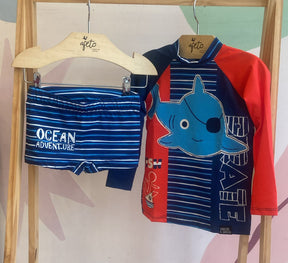 Conjunto Praia Marujos & Sereias Menino Tubarao Pirata
