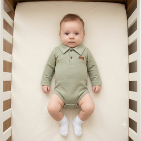 Body Polo Menino Bebê Manga Longa Pique Verde Pingo Lele
