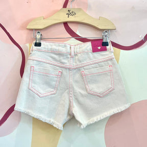 Shorts menina Sarja Costura Neon Off White