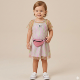 Vestido Manga Curta Bambolina Infantil menina Telinha com Pochete