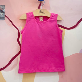 Blusa Regata Menina Hrradinhos Liso Rosa