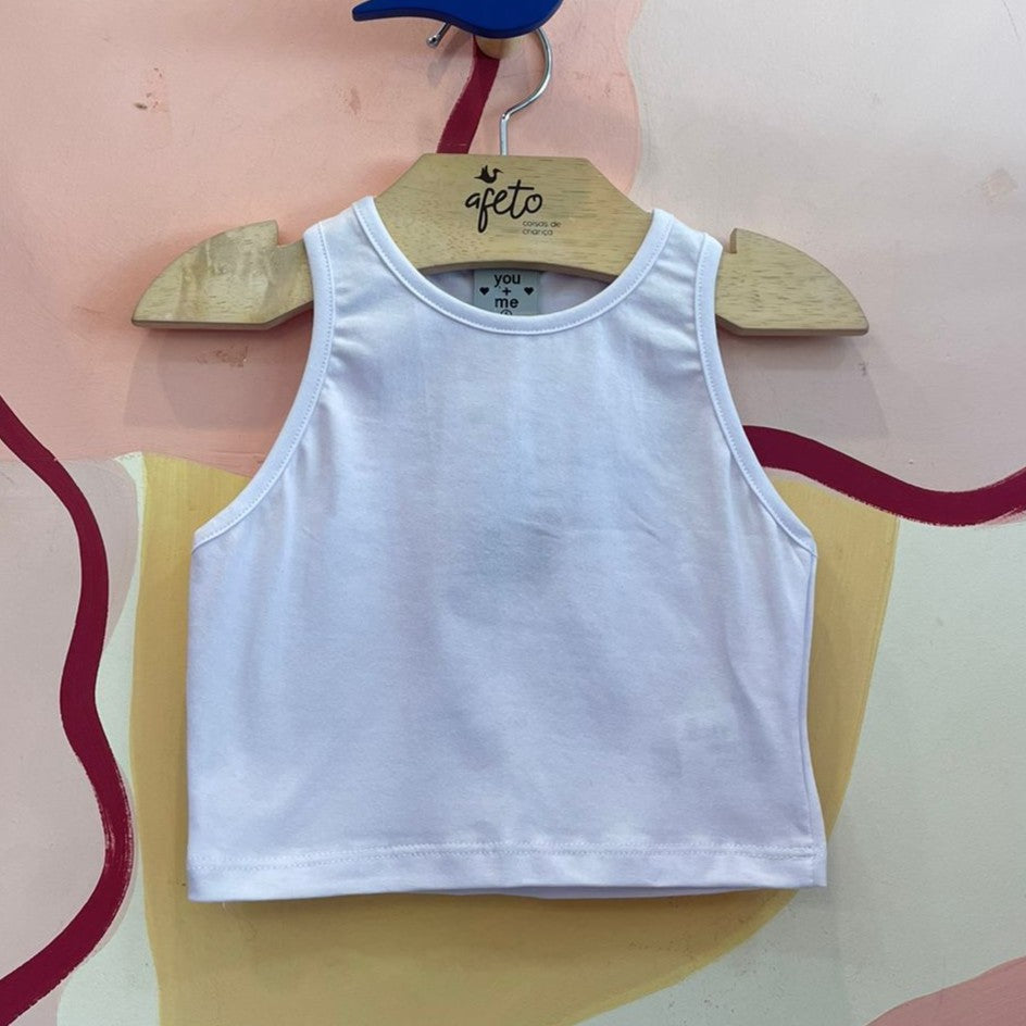 Blusa regata menina You+Me Cropped Liso branco