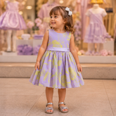 Vestido regata menina Tule Flores Roxo Verde