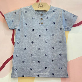 Camiseta Manga Curta Tiny Joy Infantil Menino Botoes Futebol