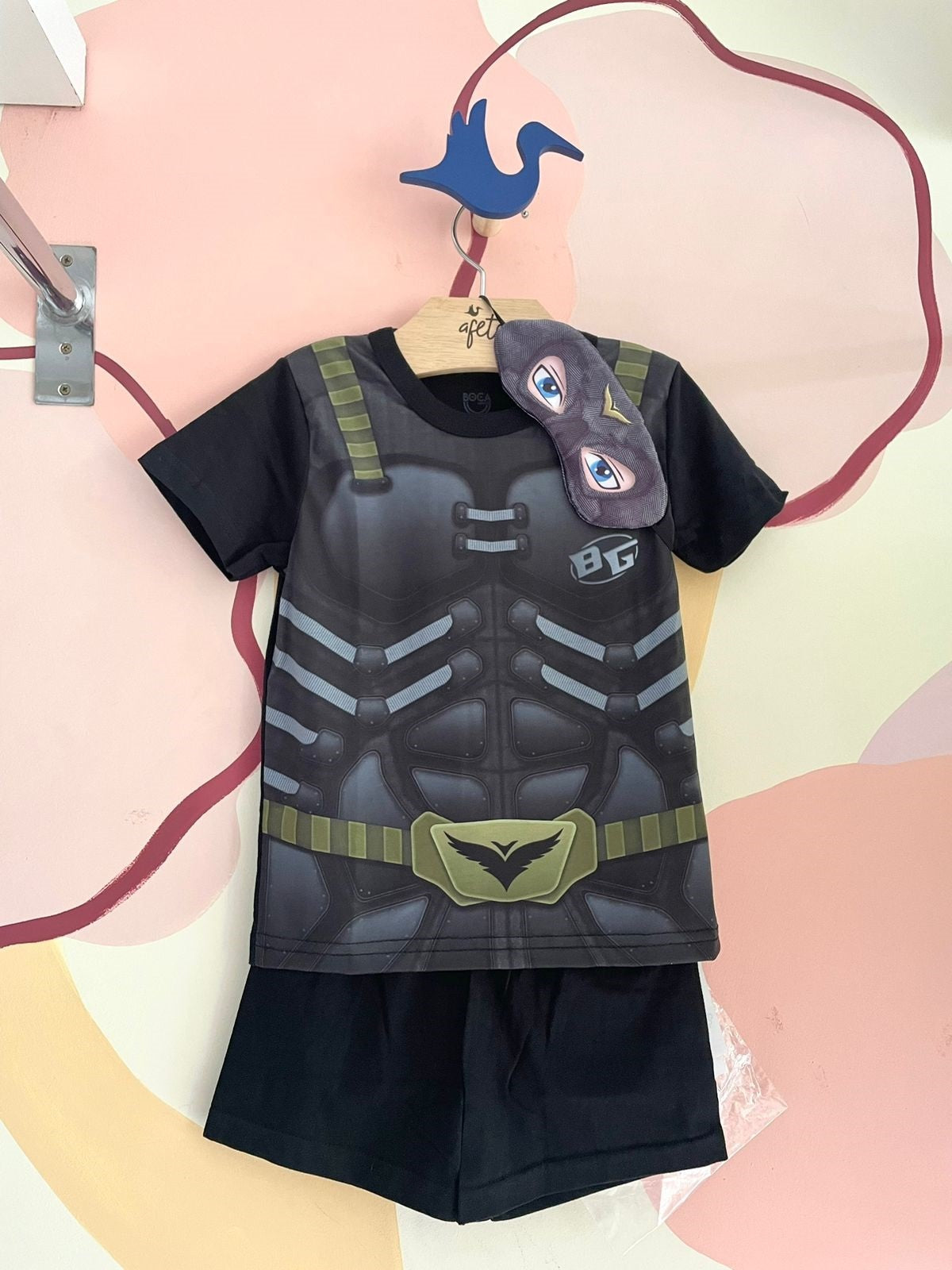 Pijama Manga Curta Shorts Bograntex Infantil menino com Tapa Olho Heroi