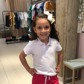 Blusa Manga Curta Menina Infantil Charpey Polo Pique Branco