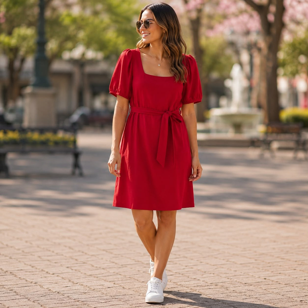 Vestido Feminino Adulto Manga Curta Charpey Vermelho