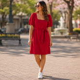 Vestido Feminino Adulto Manga Curta Charpey Vermelho