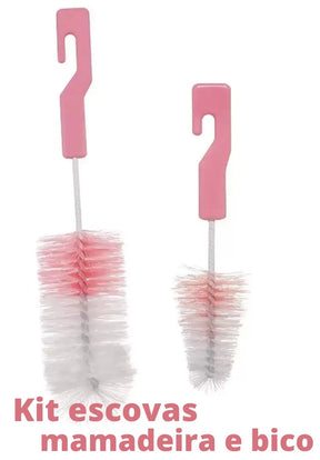 Kit Escova para Limpeza de Mamadeira Buba Rosa 2 pecas