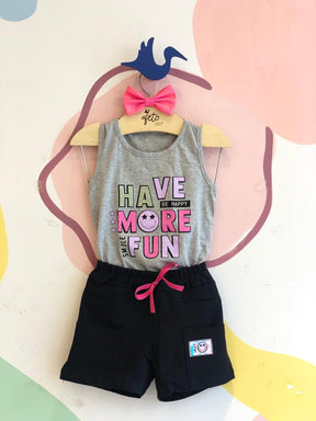 Conjunto Regata Shorts Hrradinhos Menina Smile