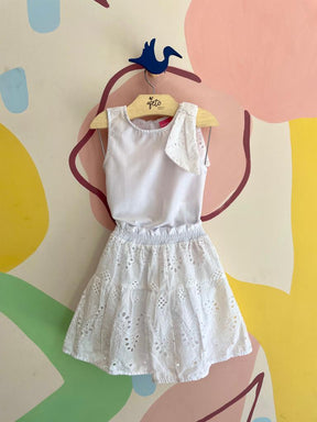 Conjunto Regata Saia Momi Infantil menina Lasie Laco Ombro Branco