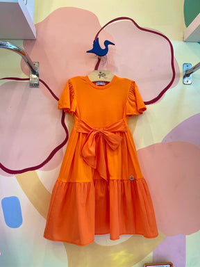 Vestido manga curta menina 3 Marias Laço Laranja