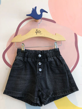 Shorts Menina Momi Botoes Jeans Preto