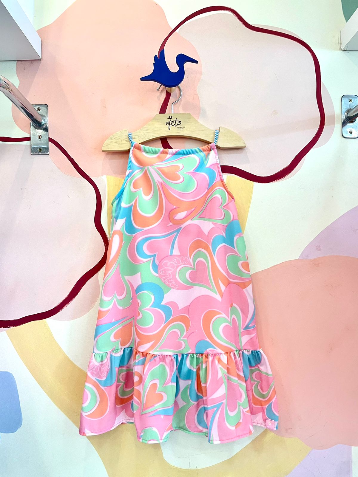 Vestido regata menina Coracoes Rosa