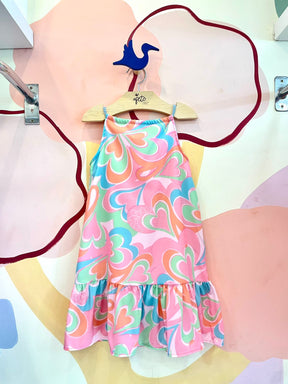 Vestido regata menina Coracoes Rosa