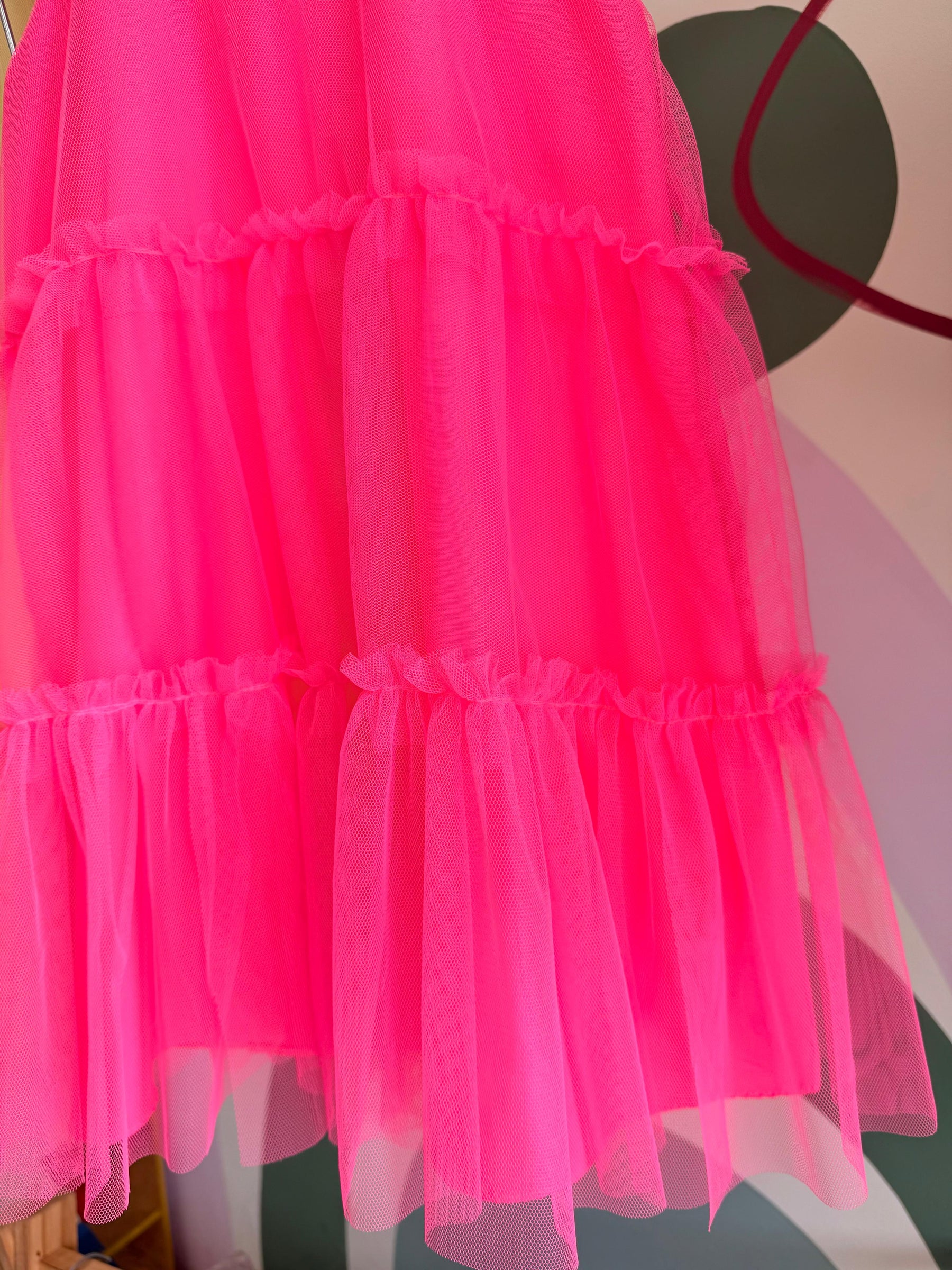 Vestido Infantil Menina Regata Tule Rosa Neon Mon Sucre Julia