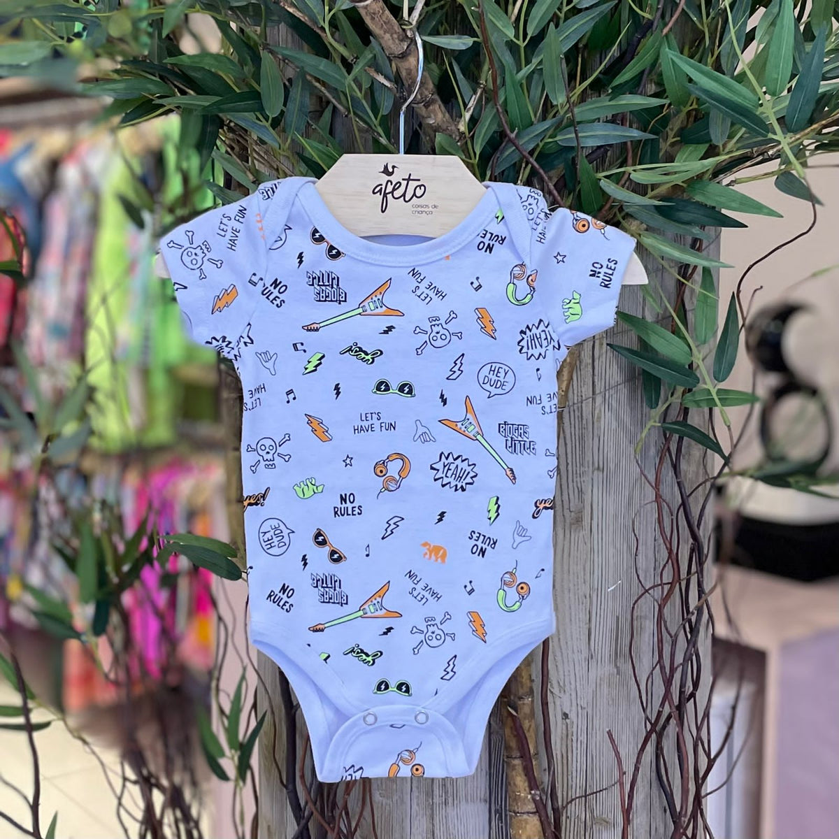 Body Manga Curta Bebe Rock