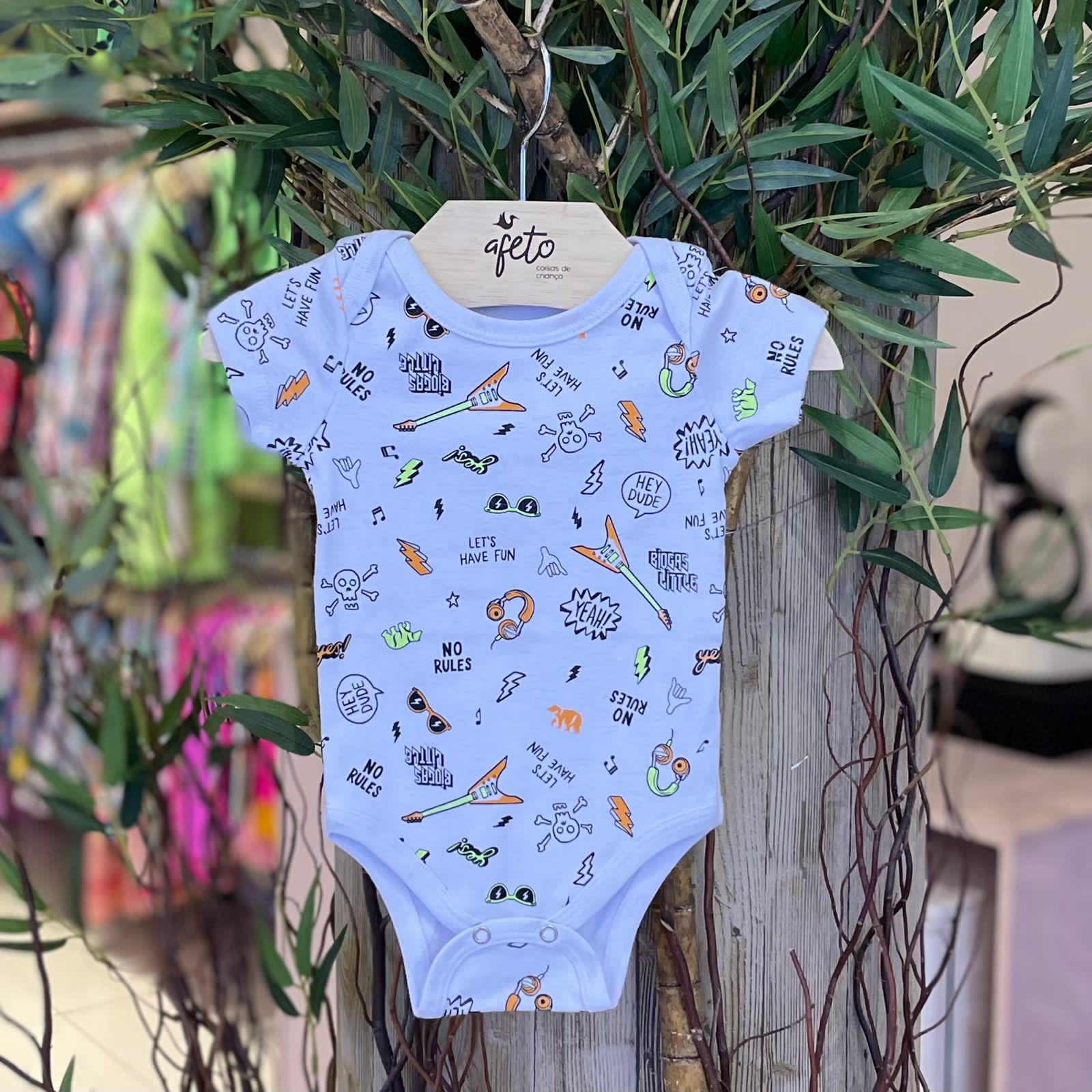 Body Manga Curta Bebe Rock