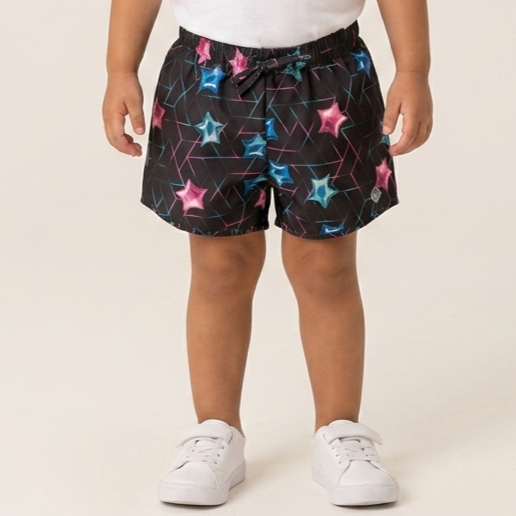 Shorts menina infantil Boca Grande em tactel Estrelas