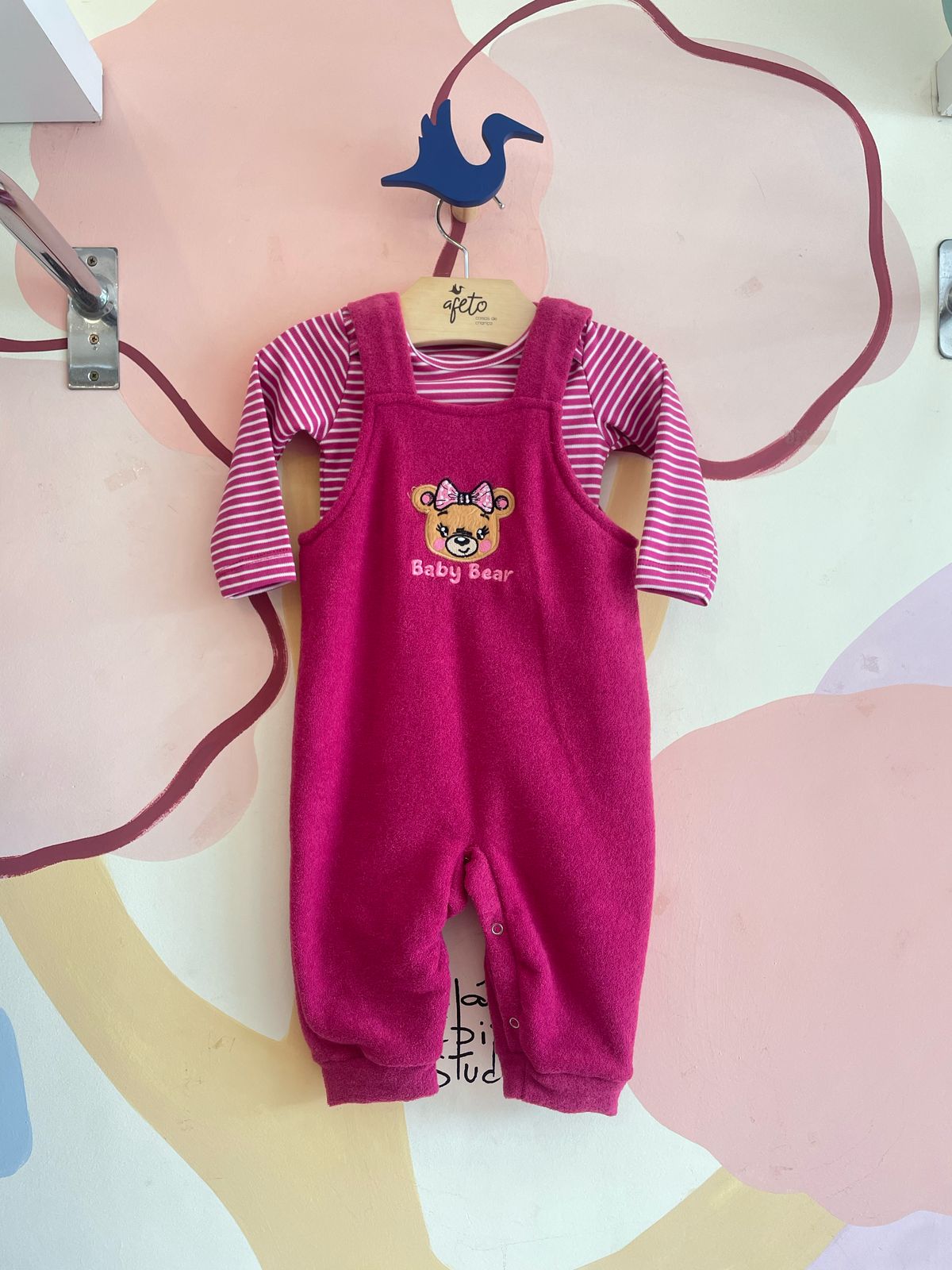 Macacao manga longa Hrradinhos menina Ursinha com blusa