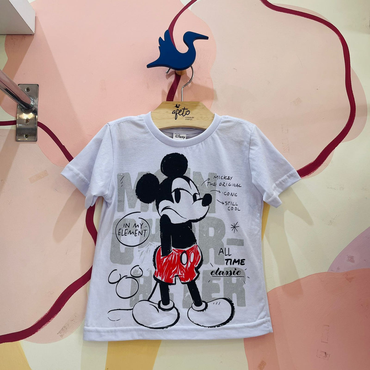 Camiseta Menino Mickey Classic Disney manga curta branco