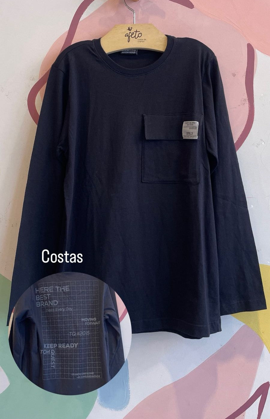 Blusa Manga Longa menino com Bolso Tom Quest
