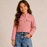 Casaco Feminino Infantil Lã Batida Menina Rose