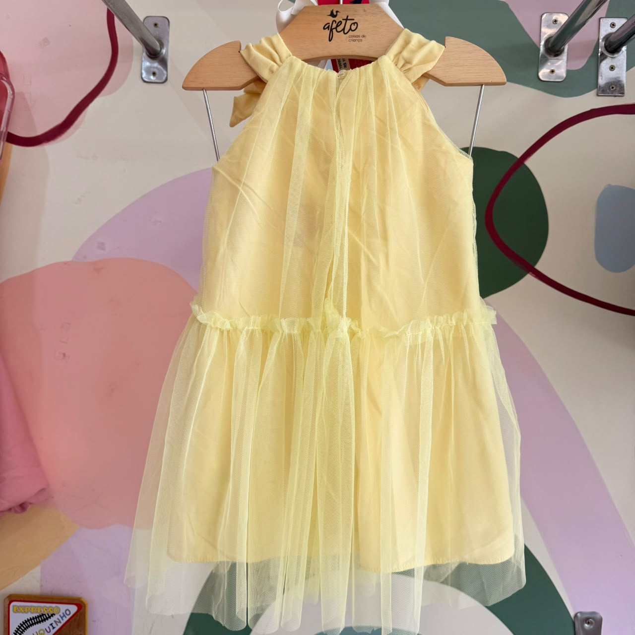 Vestido Infantil Menina Regata Tule Amarelo Mon Sucre Marina
