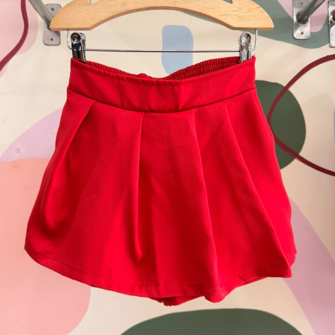Shorts Saia Plissada Infantil Menina Colegial Vermelha