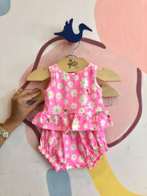 Conjunto Regata Shorts Menina Momi Flores Abelha Neon