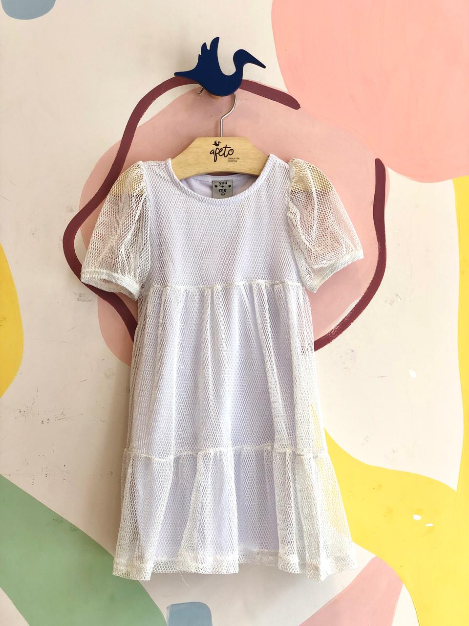 Vestido manga curta menina Sobreposicao Tela