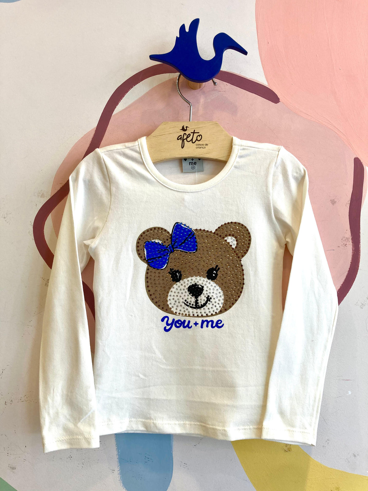 Blusa Manga Longa menina Urso Pedrinha