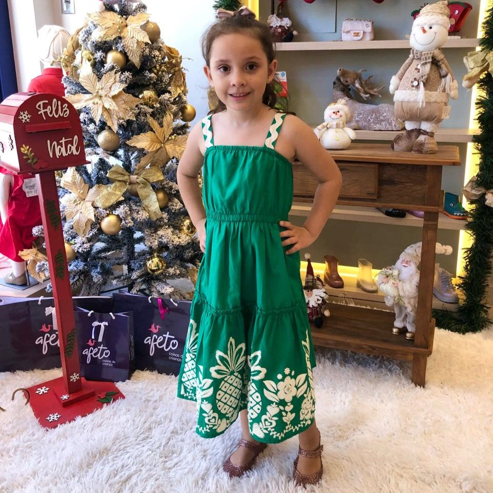 Vestido regata menina Momi 3 Marias Abacaxi Verde