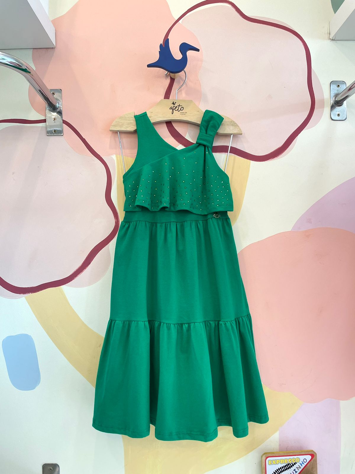 Vestido regata menina 3 Marias Midi Com Strass Verde