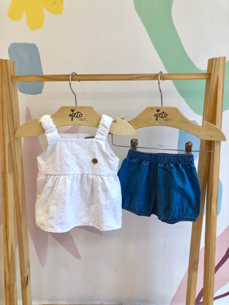 Conjunto regata shorts menina Ale Kids Lasie Jeans