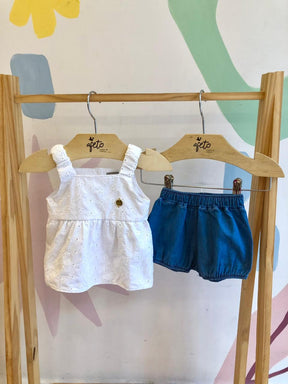 Conjunto regata shorts menina Ale Kids Lasie Jeans