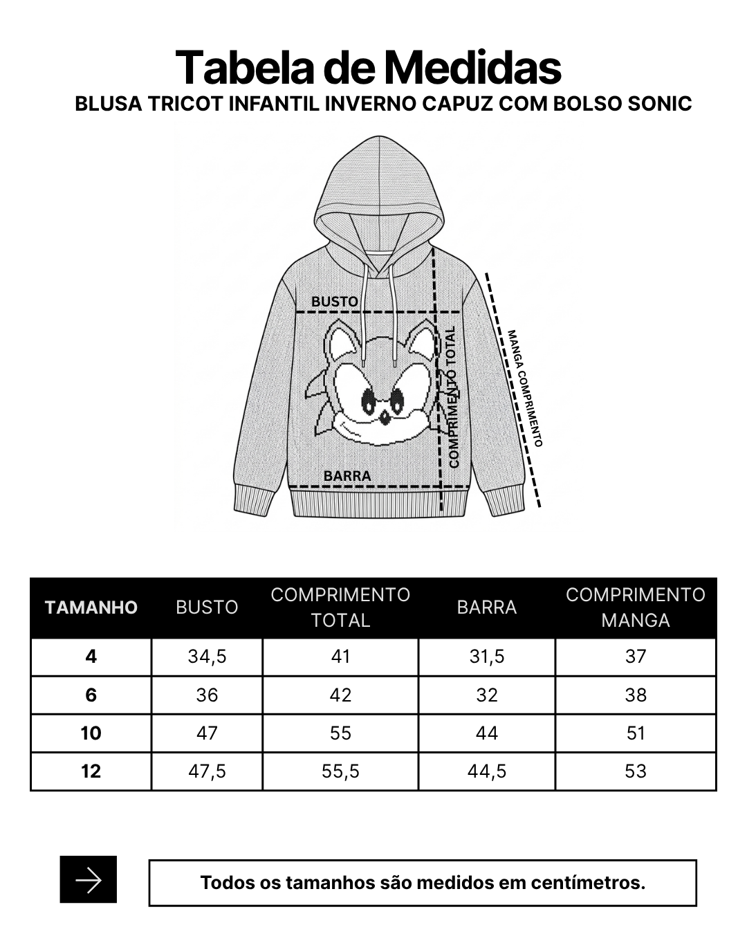 Blusa Tricot Infantil Inverno Capuz com Bolso Sonic Azul