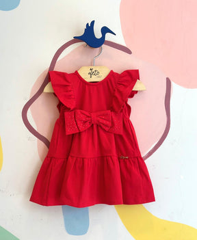 Vestido manga curta menina Marias Laço Strass