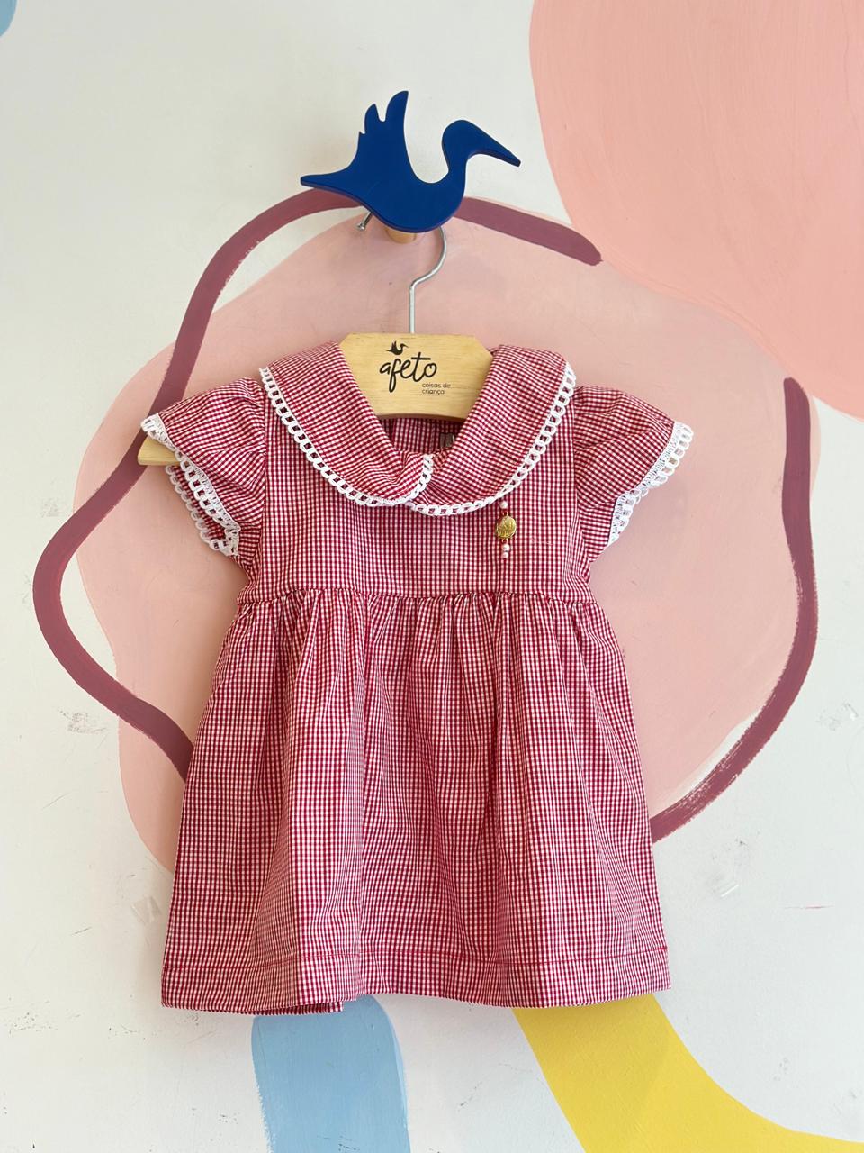Vestido manga curta menina Ale Kids Xadrez Gola