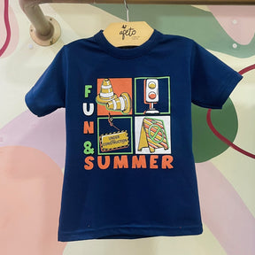 Camiseta Infantil Menino Manga Curta Marinho Semáforo