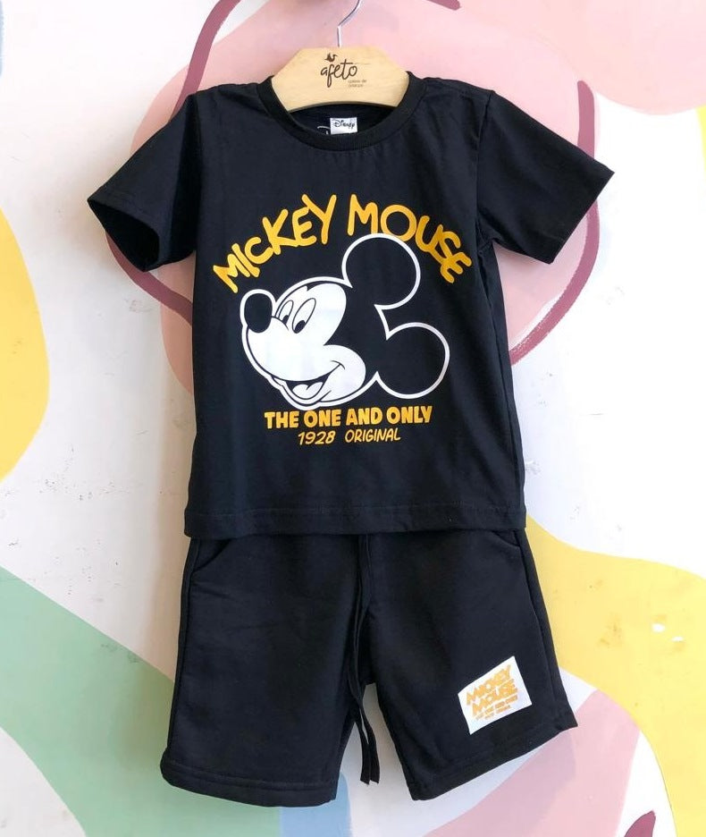 Conjunto Manga Curta Shorts Disney menino Mickey Face