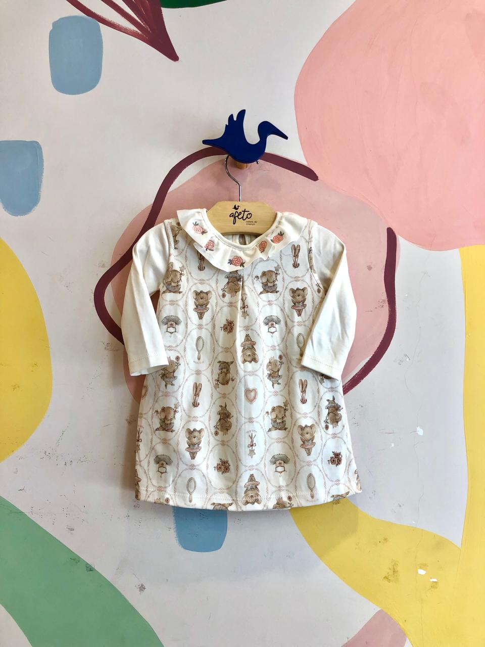 Vestido manga longa Mini & Co Menina Ratinha Bailarina