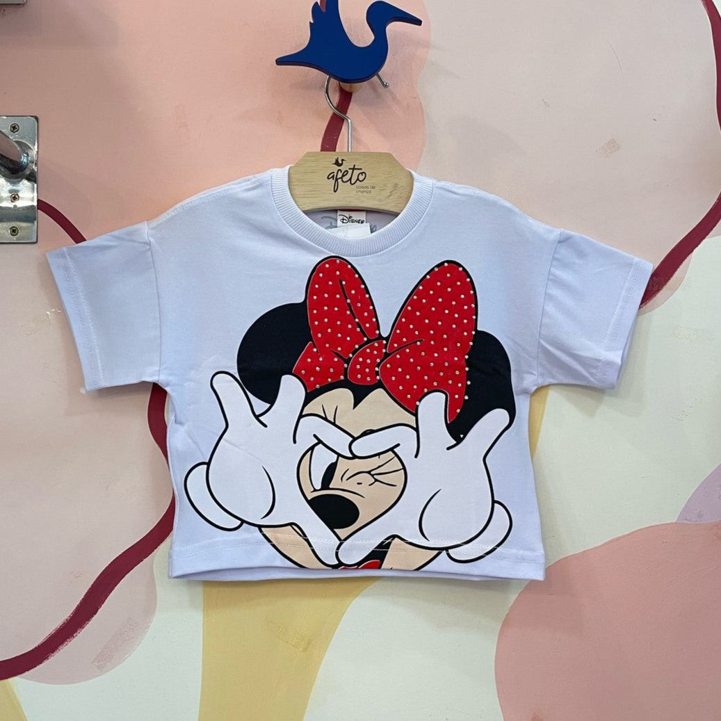 Blusa manga curta Disney menina Minnie coracao