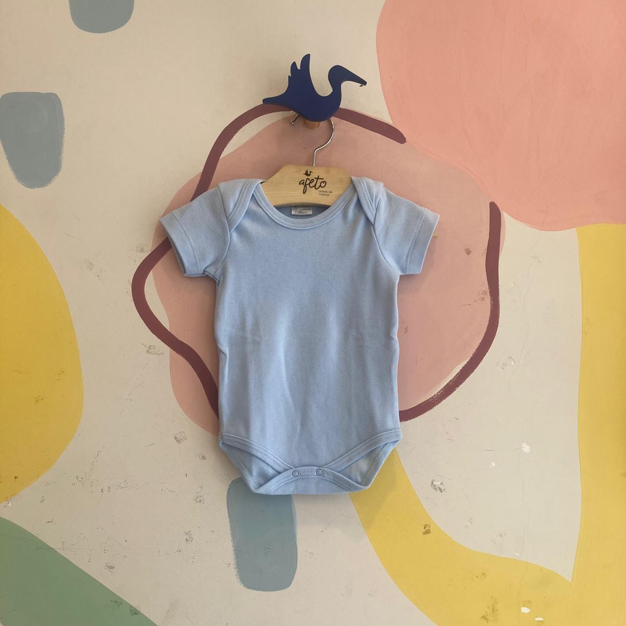 Body manga curta Baby Fashion menino Algodao Azul