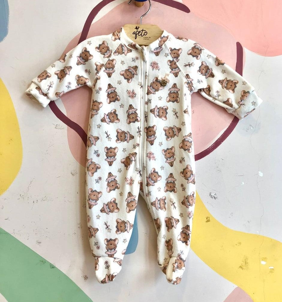 Macacao manga longa Mini & Co Unissex Ratinho Bailarina Plush